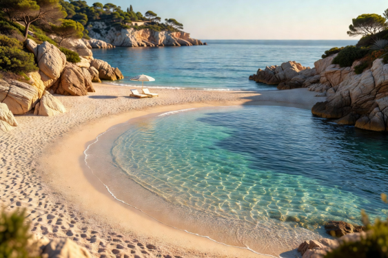 Mediterranean private beach and crystal water at French Riviera
