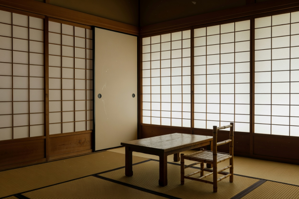 Traditional Japanese wood and paper sliding screen aesthetic